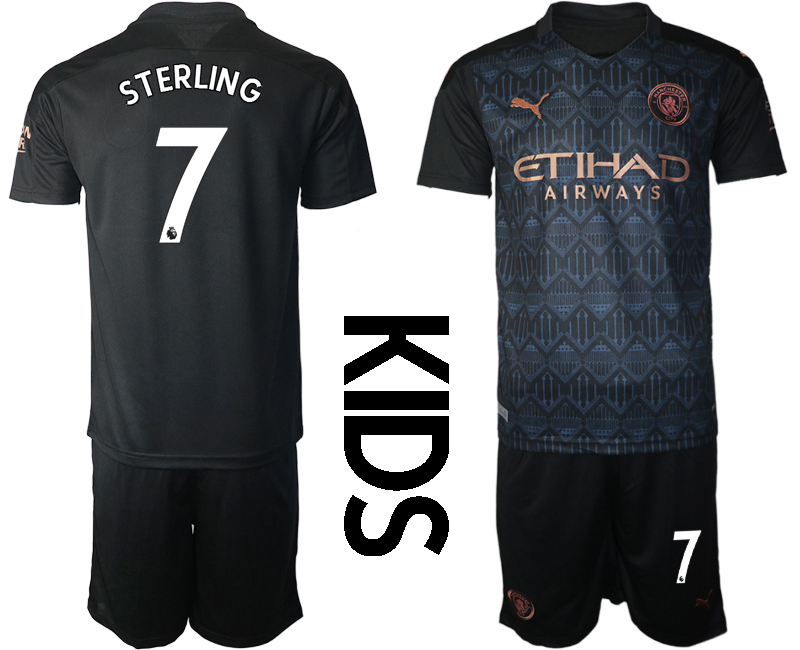 Youth 2020-2021 club Manchester City away black #7 Soccer Jerseys